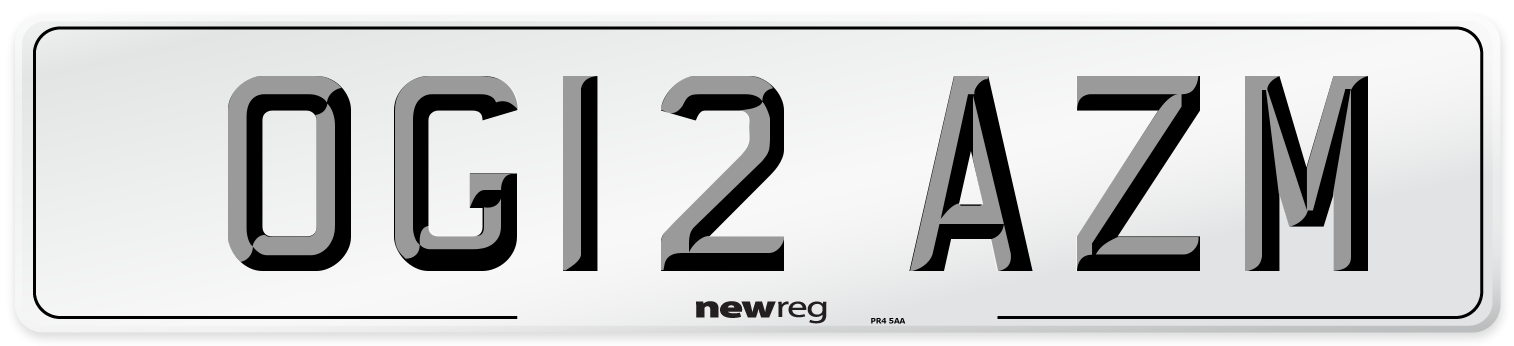 OG12 AZM Number Plate from New Reg